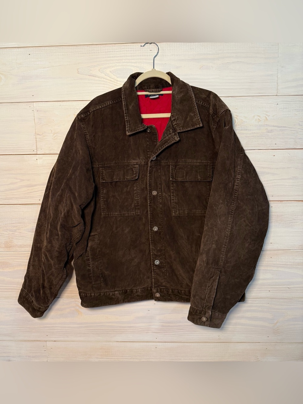 Vintage Hollister Brown Corduroy Jacket with Red quilt Lining